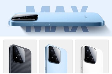 Wyciekłe rendery pokazują Xiaomi 17 Max w wykończeniach z włókna węglowego, jasnoniebieskiego i białego.