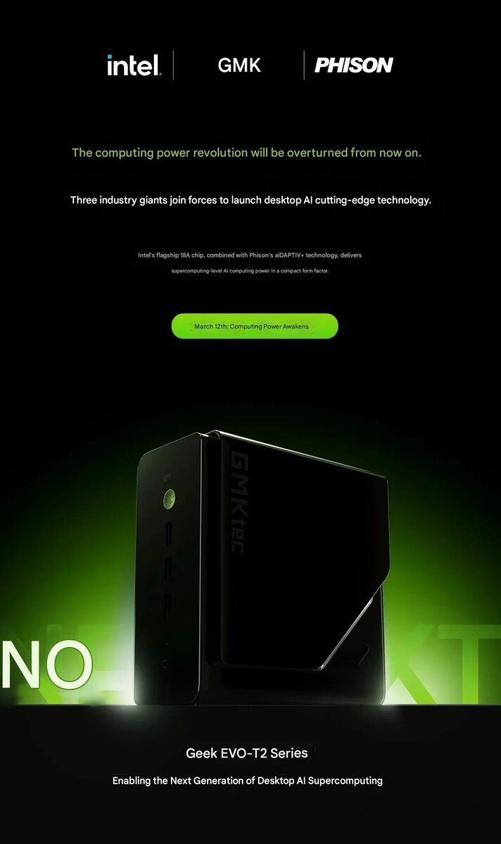 Mini-komputer GMKtec Evo-T2 będzie wyposażony w procesory Intel Panther Lake.