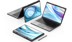 Dwuekranowy laptop GPD DUO obsługuje zewnętrzne procesory graficzne za pośrednictwem portu OCuLink (Źródło: GPD) 