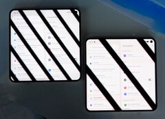 Google Pixel 10 Pro Fold (po prawej) migocze znacznie mniej niż jego poprzednik. (Źródło obrazu: Android Central, YouTube)
