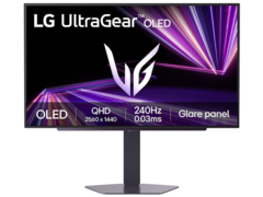 LG UltraGear 27GX704A (na zdjęciu) jest wyposażony w błyszczący panel OLED. (Źródło zdjęcia: LG Japan)