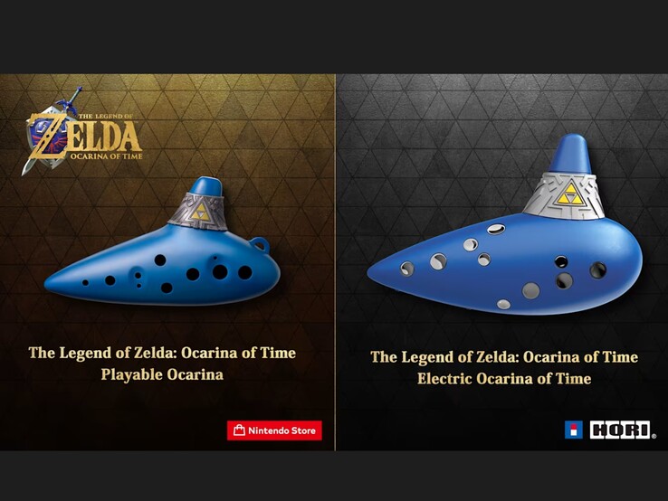 Okariny akustyczne (po lewej) i elektroniczne (po prawej) wykorzystane w remake’u gry „The Legend of Zelda: Ocarina of Time”.