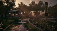 Szczegółowe środowisko zewnętrzne od Mukti, prezentujące nastrojowe oświetlenie i projektowanie środowiskowe w otoczeniu muzeum (źródło zdjęcia: oficjalna strona Mukti)