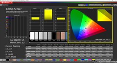 CalMAN ColorChecker (profil: skalibrowany, docelowa przestrzeń kolorów: P3)