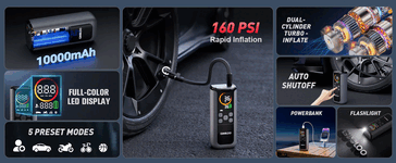 Kluczowe cechy pompki do opon Gooloo GT160 Dual (źródło obrazu: Gooloo)