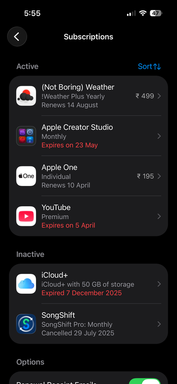 Płacę 195 INR miesięcznie w Indiach za kompletny pakiet Apple One - użytkownicy w USA muszą płacić 19,95 USD.