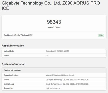 Wydajność Intel Arc B580 OpenCL. (Źródło obrazu: Geekbench)
