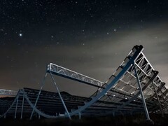 Teleskop CHIME (Źródło zdjęcia: CHIME, Andre Renard, Dunlap Institute for Astronomy & Astrophysics i University of Toronto; przycięte)