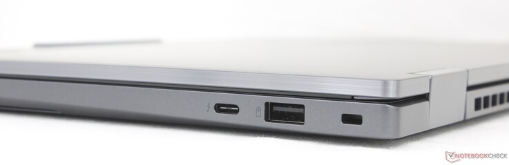 Po prawej: USB-C Thunderbolt 4 z DisplayPort 2.1 + Power Delivery (65 W), USB-A (5 Gb/s), blokada Kensington