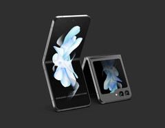 Model Galaxy Z Flip5 będzie miał bardziej użyteczny wyświetlacz okładki niż wcześniejsze modele Galaxy Z Flip. (Źródło obrazu: @OnLeaks &amp;amp; MediaPeanut)