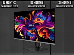 MSI MPG 321URX to 32-calowy monitor do gier 4K QD-OLED z częstotliwością odświeżania 240 Hz. (Źródło obrazu: MSI, Monitors Unboxed na YouTube, edytowane)