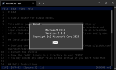 Microsoft Edit dla 64-bitowego systemu Windows umożliwia użytkownikom wiersza poleceń łatwą edycję plików tekstowych. (Źródło obrazu: Microsoft)