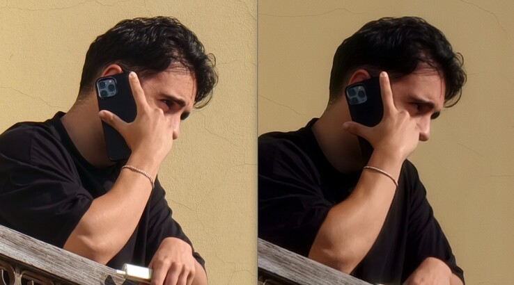 Porównanie jest wyraźne również tutaj. Po lewej: Z telekonwerterem przy 400 mm. Po prawej: Bez telekonwertera