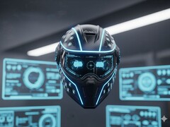 Obraz dekoracyjny. Zaawansowany technologicznie hełm (źródło obrazu: wygenerowane przez AI)