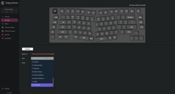 Zrzut ekranu dostosowywania Keychron Launcher RGB