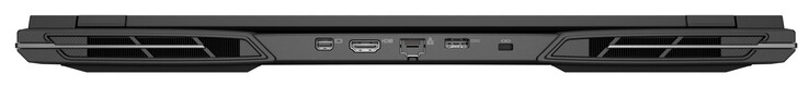 Tył: Mini DisplayPort 1.4a (G-Sync), HDMI 2.1 (G-Sync), Gigabit Ethernet, złącze zasilania, gniazdo Kensington