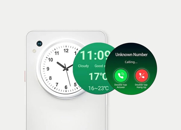 Kolorowy wyświetlacz z tyłu może służyć do wyświetlania powiadomień i jako wizjer aparatu.