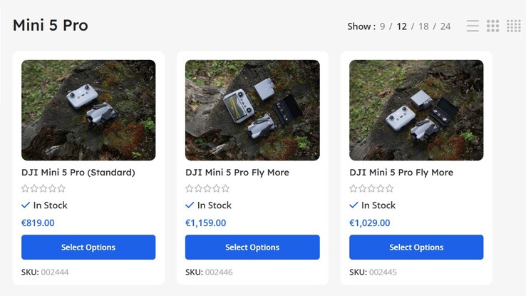 Trzy pakiety DJI Mini 5 Pro są już dostępne do zamówienia u dealera DJI na Cyprze.