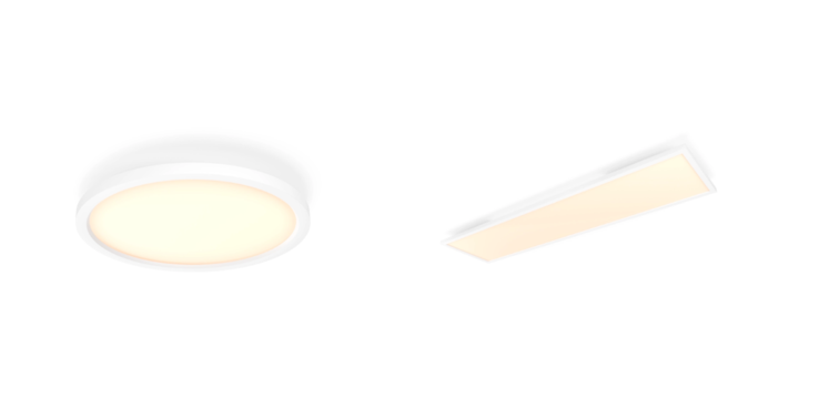 Okrągły (po lewej) i prostokątny (po prawej) panel Philips Hue Aurelle. (Źródło zdjęcia: Philips Hue)