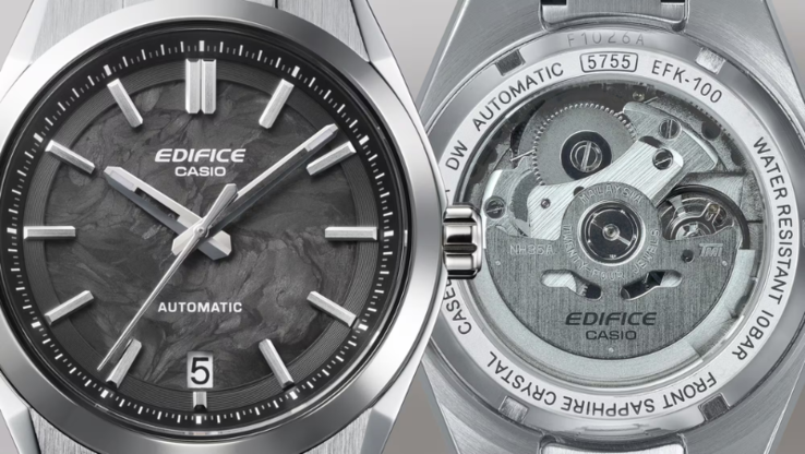 Zegarki Casio Edifice EFK100 mają przezroczysty dekiel (na zdjęciu). (Źródło zdjęcia: Casio)