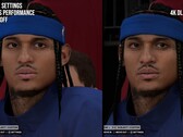 Wizualna różnica w renderowaniu postaci w grze NBA 2K27 z włączoną i wyłączoną funkcją DLSS 5.
