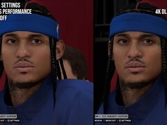 Wizualna różnica w renderowaniu postaci w grze NBA 2K27 z włączoną i wyłączoną funkcją DLSS 5.