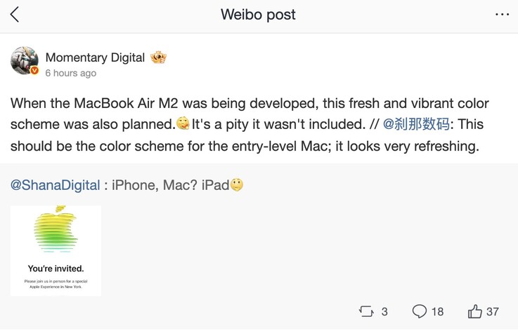 Instant Digital twierdzi, że Apple rozważał wprowadzenie na rynek MacBooka Air M2 z kilkoma opcjami kolorystycznymi, o czym wielokrotnie plotkowano.