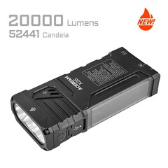 Acebeams X35 z oświetleniem bocznym i trzema mocnymi diodami LED z przodu.