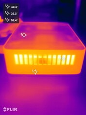 Asus NUC 15 Pro+ podczas testu obciążeniowego (lewa strona)