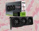 Asus Prime GeForce RTX 5060 to podkręcony model z zegarem boost wynoszącym 2595 MHz. (Źródło zdjęcia: Asus, Unsplash, edytowane)
