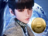 Postać Eve ze Stellar Blade obok kryptowaluty (źródło obrazu: Shift Up, Amazon z poprawkami)