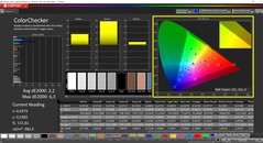 CalMAN ColorChecker (profil: Domyślny, docelowa przestrzeń kolorów P3)