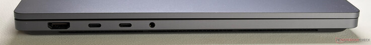 Lewa strona: HDMI 2.1b, 2x USB-C 4.0 (40 Gbps, DisplayPort 2.1, Power Delivery), gniazdo stereo 3,5 mm