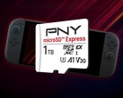 Karta PNY 1TB MicroSD Express pokazana z Switch 2