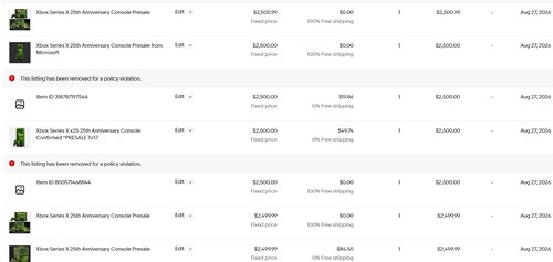 Przedstawiono wyniki sprzedaży konsoli Xbox Series X z okazji 25-lecia na serwisie eBay