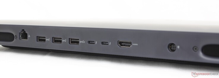 Tył: RJ-45 (5 Gb/s), 3x USB-A 3.2 Gen. 1, 2x Thunderbolt 5 z DisplayPort 2.1 + Power Delivery, HDMI 2.1, zasilacz sieciowy