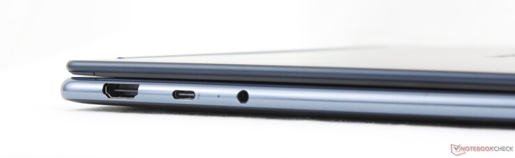 Po lewej: HDMI 2.1 (4K120), USB-C (40 Gbps) Thunderbolt 4 z DisplayPort 2.1 + Power Delivery 3.0, gniazdo zestawu słuchawkowego 3,5 mm