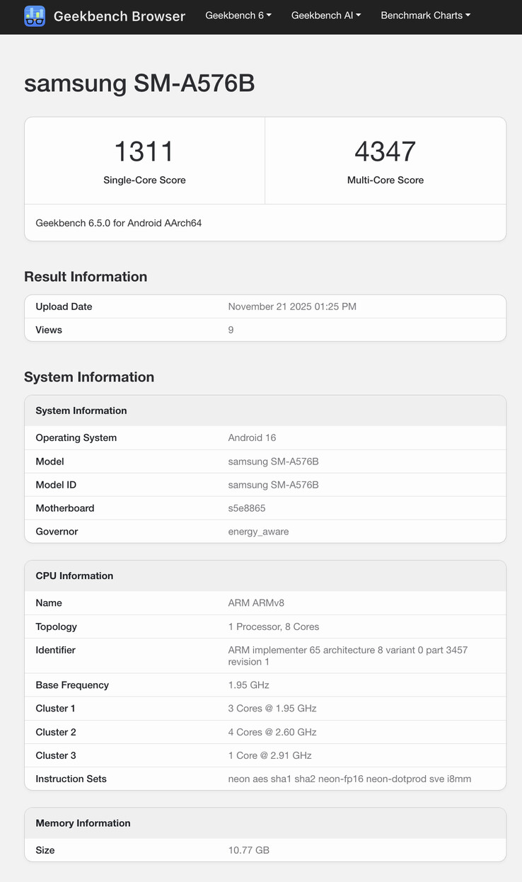 (Źródło obrazu: Geekbench)