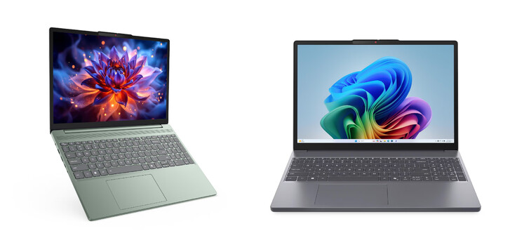Model IdeaPad Slm 3 15IWC11 w wykończeniach Moss Green i Luna Grey.