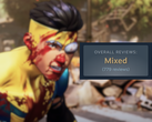 Zrzut ekranu z gry z nałożoną oceną "Mieszana" na Steam.