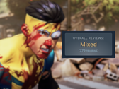 Zrzut ekranu z gry z nałożoną oceną "Mieszana" na Steam.