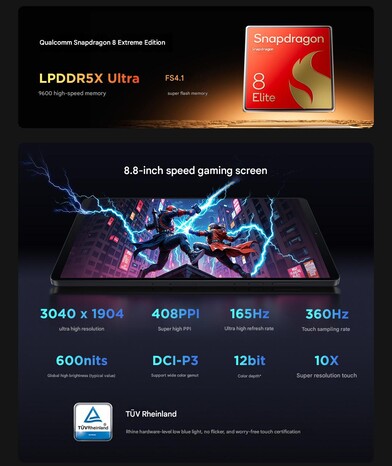 SoC, pamięć RAM, pamięć masowa i szczegóły wyświetlacza Lenovo Legion Y700 4. generacji (Źródło obrazu: Lenovo - przetłumaczone maszynowo)