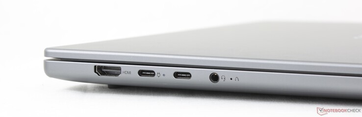 Po lewej: HDMI 1.4b, 2x USB-C z DisplayPort 1.4 + Power Delivery 3.0, zestaw słuchawkowy 3,5 mm, OneKey Recovery