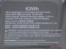 bateria o pojemności 63 Wh w Gigabyte Aero 14 OLED