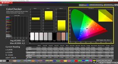 CalMAN ColorChecker (profil: Natywny, docelowa przestrzeń kolorów P3)