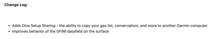 Informacje o wersji oprogramowania v25.21 dla komputera nurkowego Garmin Descent G2