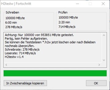 h2testw z 100 GB