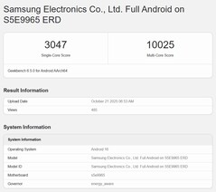Zaktualizowane wyniki Geekbench dla Exynos 2600 (Źródło: Geekbench)