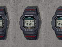 Zegarek Casio G-Shock x Offspring DW-5600 (na zdjęciu) ma odważny czerwony branding &quot;Offspring&quot; biegnący wzdłuż paska. (Źródło zdjęcia: Offspring na Instagramie)