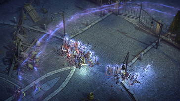 Ilustracja przedstawiająca bitwę w grze „Pathfinder: Kingmaker — Enhanced Plus Edition”.